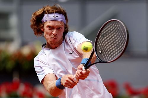 Andrey Rublev in action at the Madrid Open