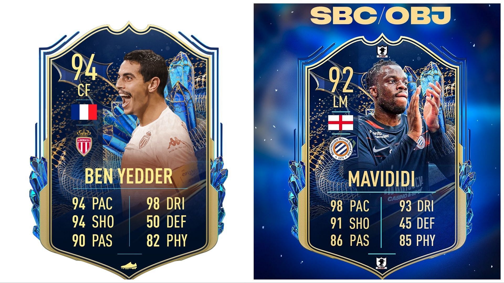 TOTS Ben Yedder and Mavididi have been leaked (Images via Twitter/FIFA23Leaked_ and Twitter/FUT Sheriff)