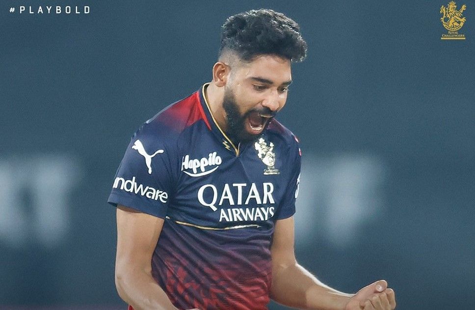 Mohammed Siraj celebrating a wicket (Image Courtesy: Twitter/Royal Challengers Bangalore)