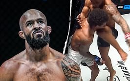 Demetrious Johnson goes airborne in knee strike against Adriano Moraes