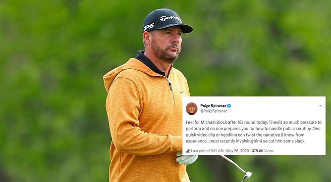 "There’s so much pressure to perform" - Paige Spiranac backs Michael Block, asks fans to 'cut him some slack'