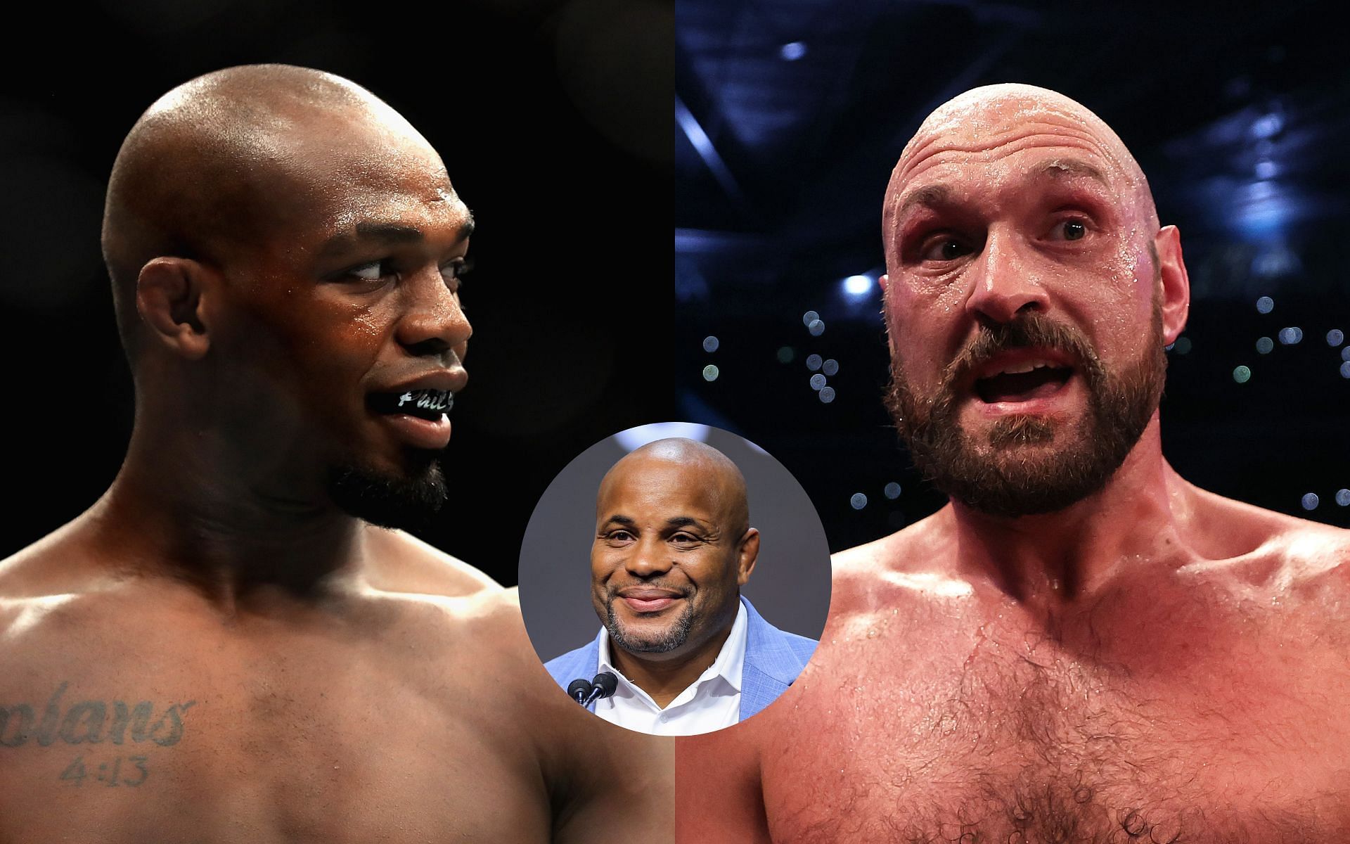 Jon Jones (left), Daniel Cormier (middle), Tyson Fury (right)