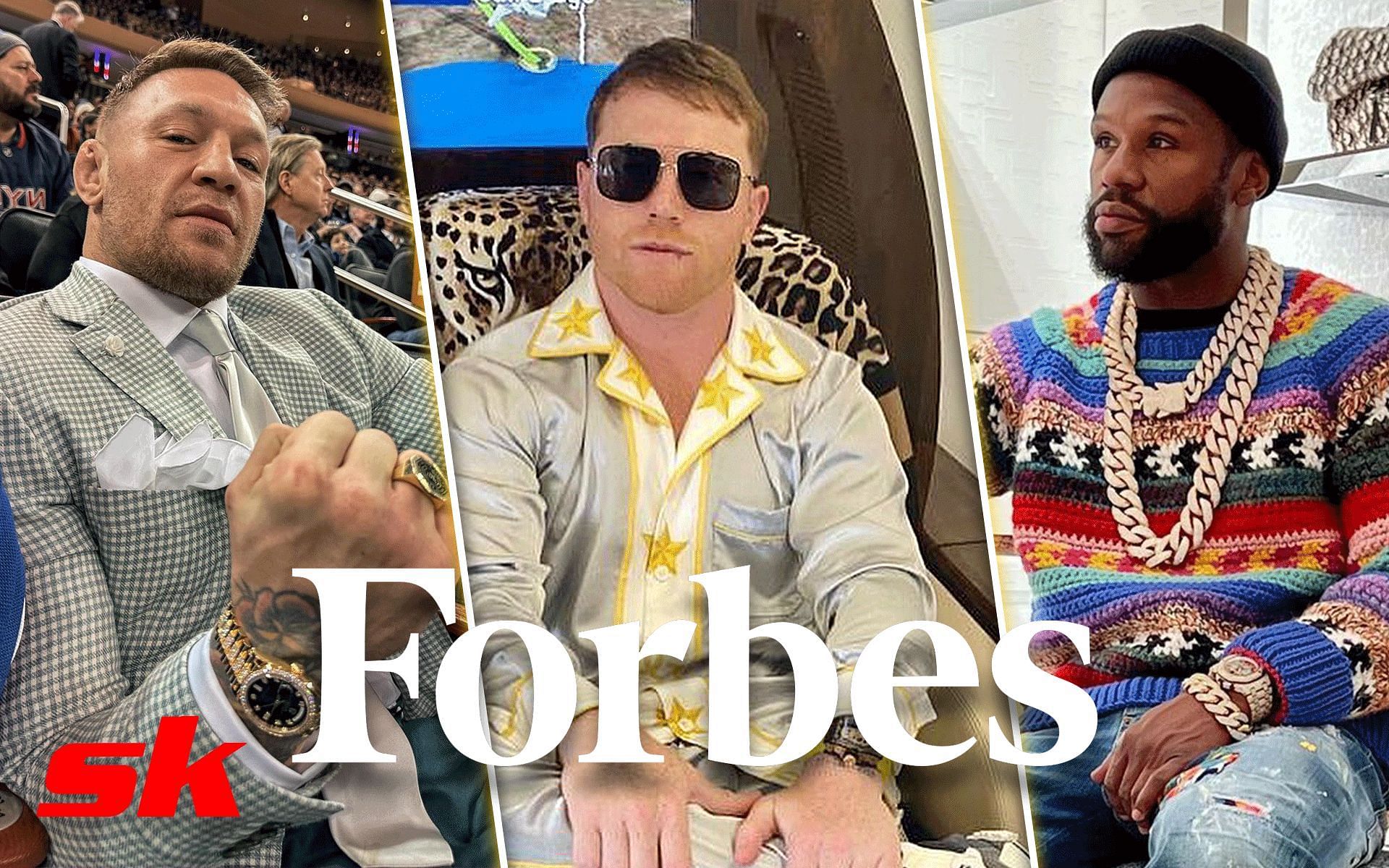 From the left- Conor McGregor, Canelo Alvarez and Floyd Mayweather [Image credits: @Forbes, @thenotoriousmma, @canelo and @floydmayweather on Instagram]