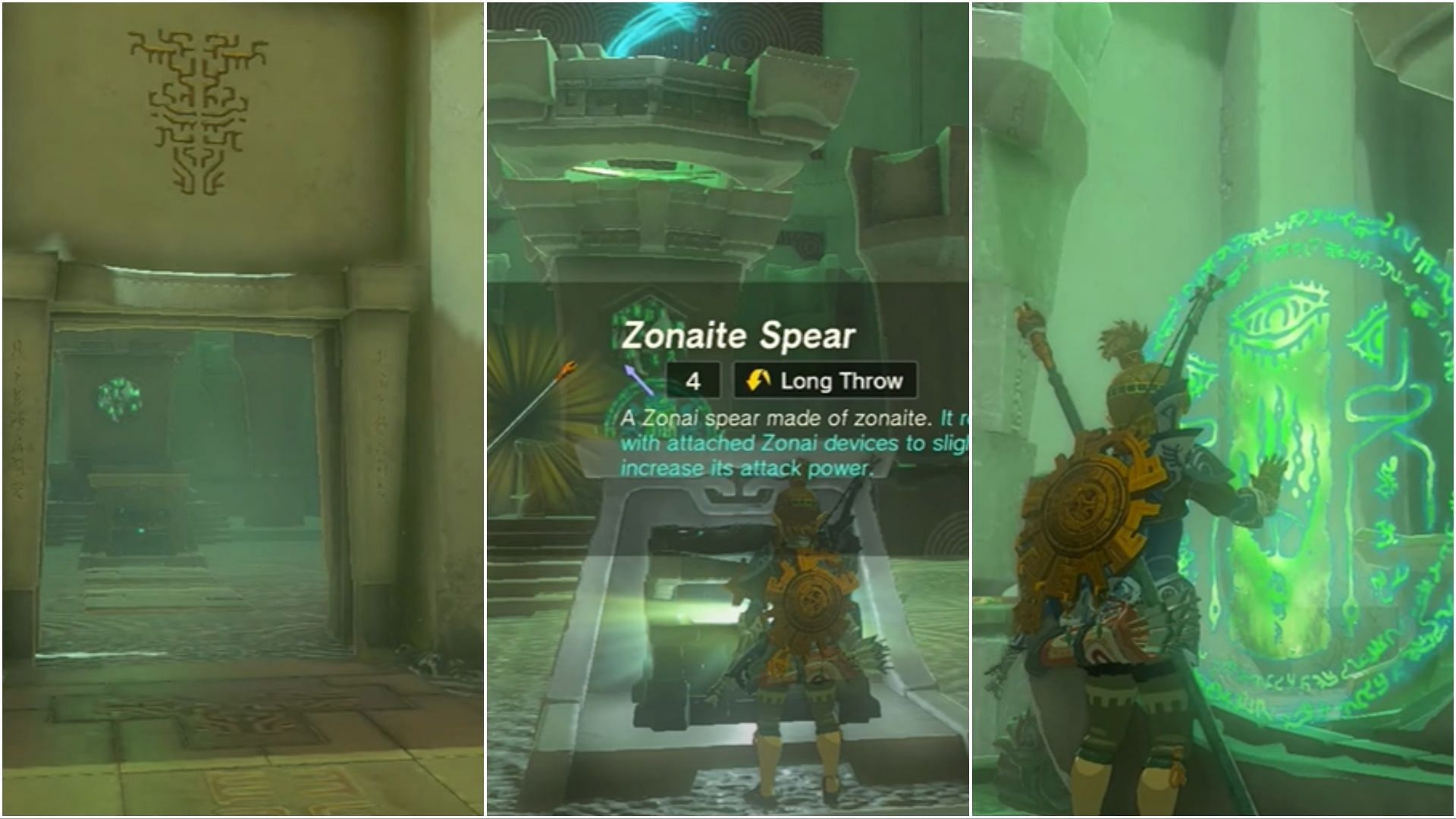 Once you complete the challenge, you will receive the Zonaite Spear and The Light of Blessing (Image via Nintendo)