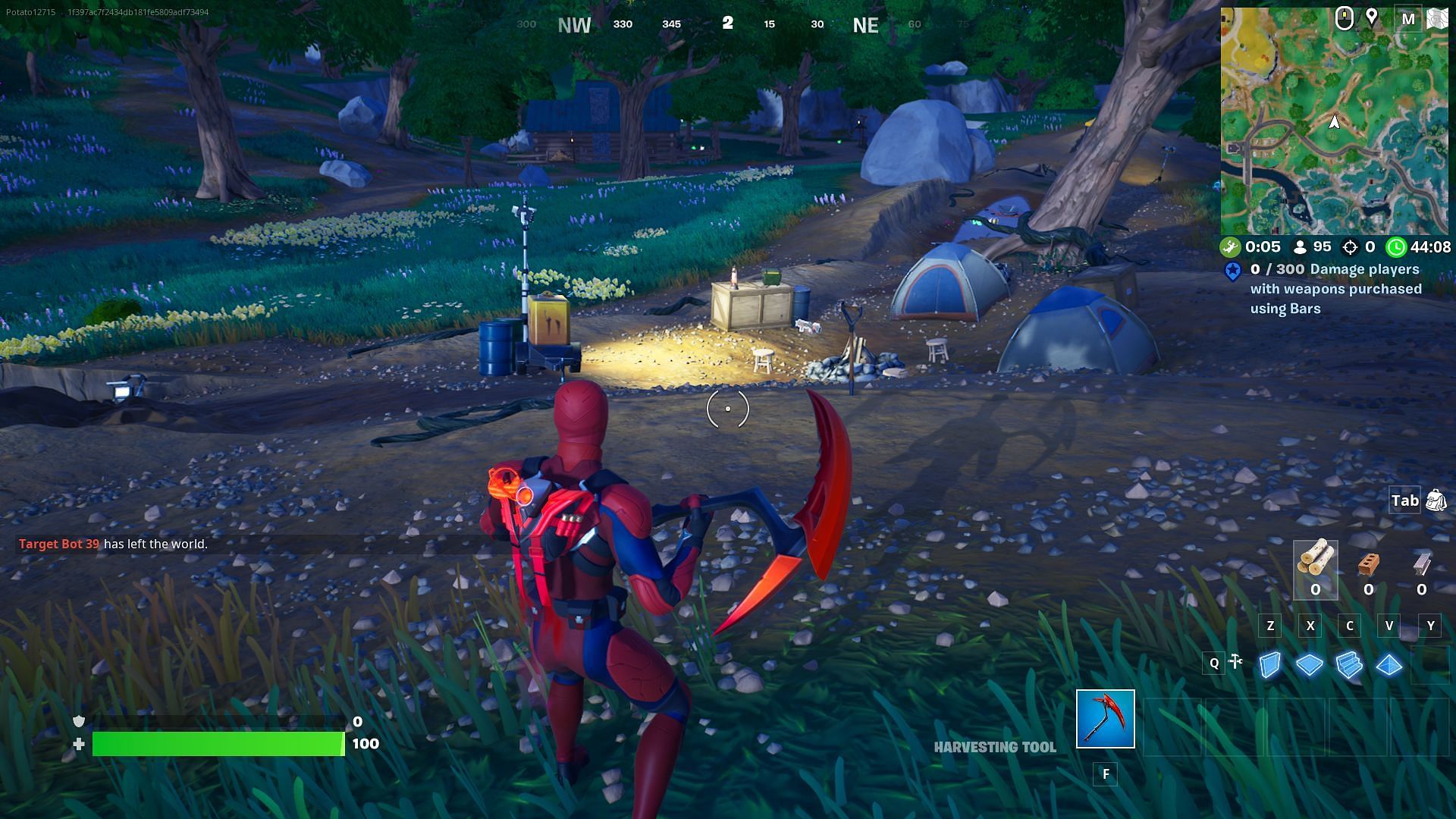 Follow the road going eastward from the gas station to find the first excavation camp (Image via Epic Games/Fortnite)