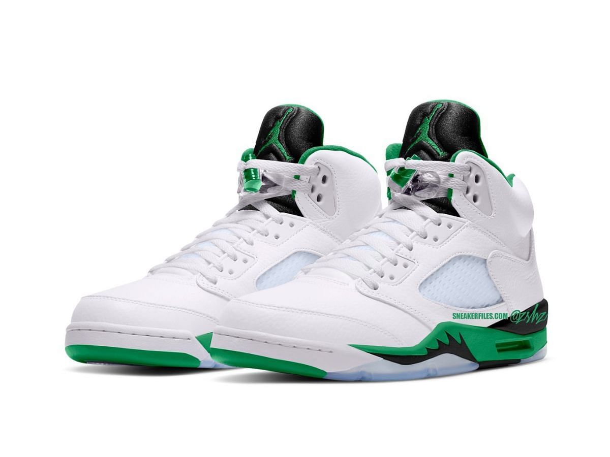 Nike Air Jordan 5 &quot;Lucky Green&quot; sneakers (Image via Zsneakerheads / Sneakerfiles)