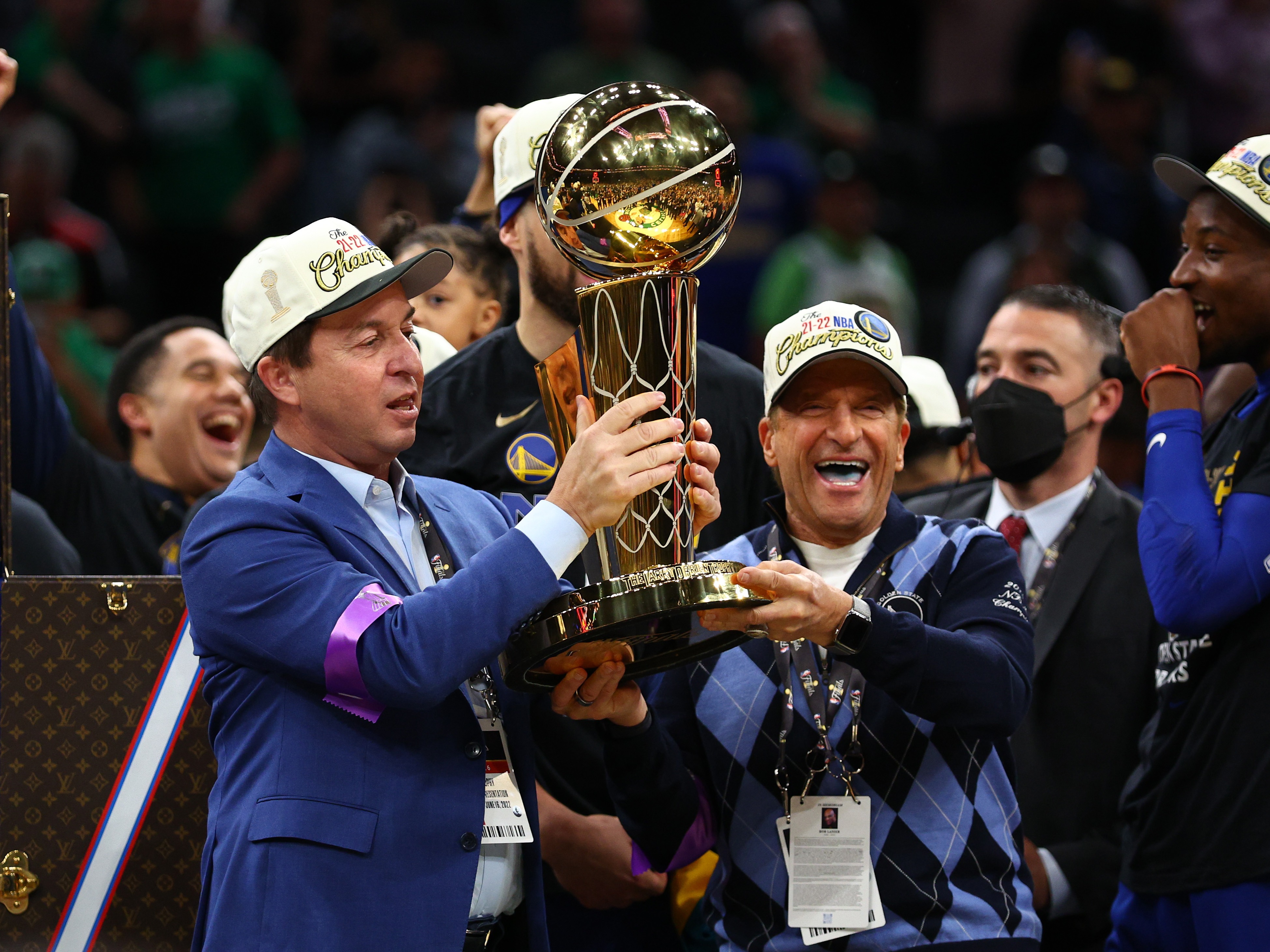 Warriors owner Joe Lacob celebrates the team