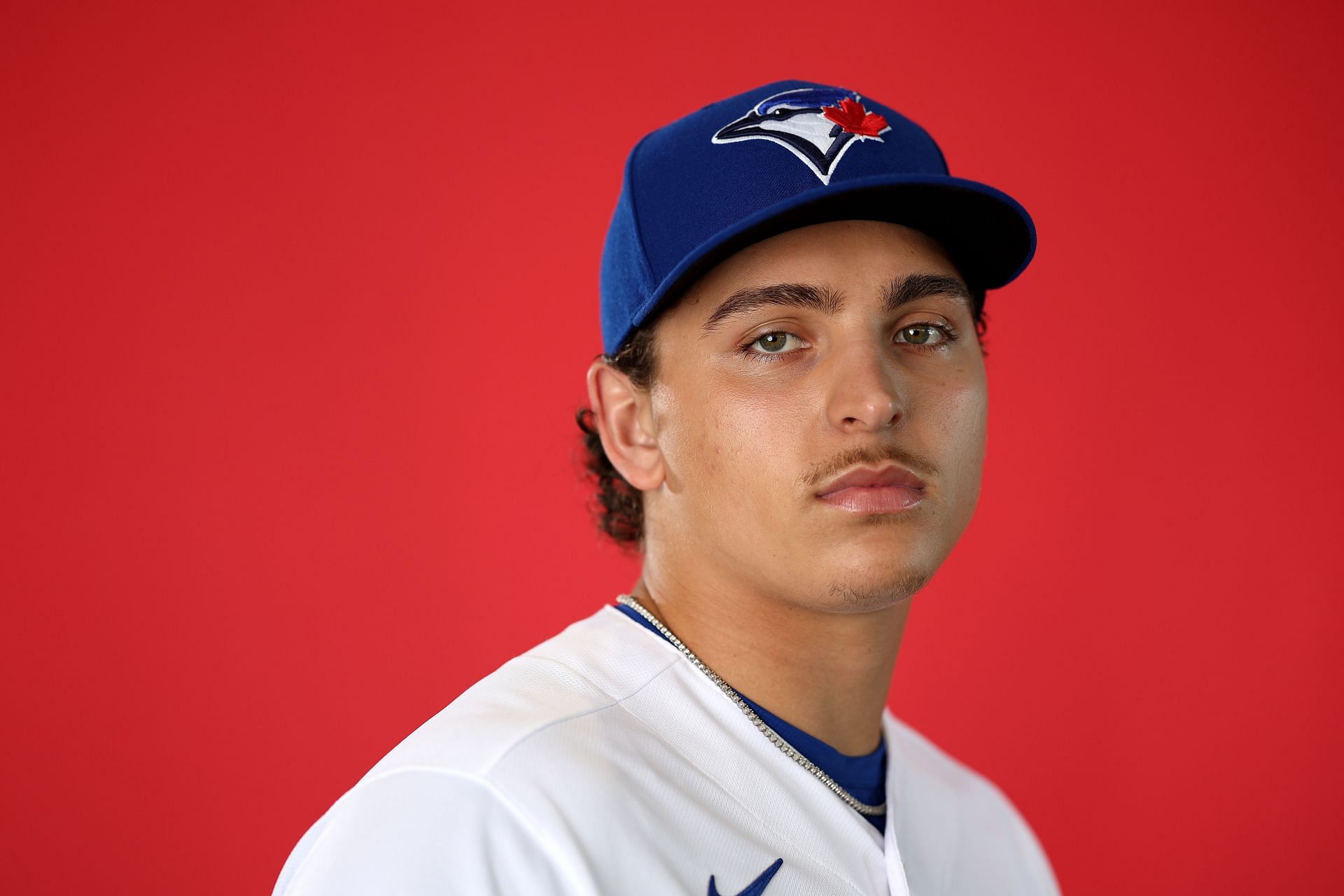 Ricky Tiedemann #70 of the Toronto Blue Jays poses for a portrait during Toronto Blue Jays Photo Day