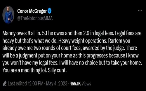 Conor McGregor's deleted tweet