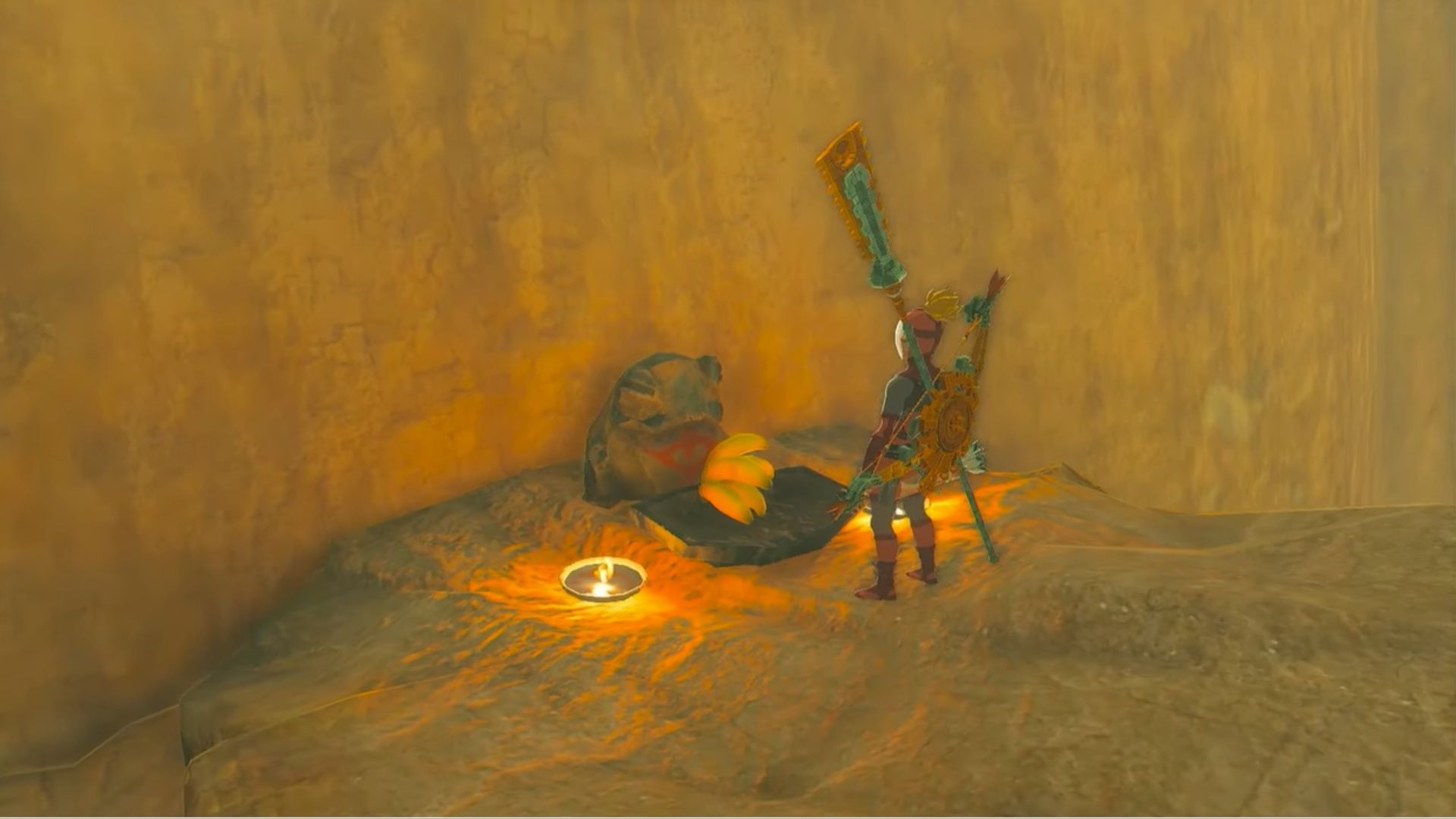 Frog statue offering spot near the Gerudo Highland Skyview Tower (Image via Nintendo)