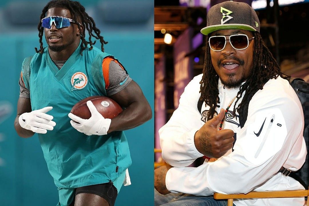 Tyreek Hill, left, Marshawn Lynch, right 