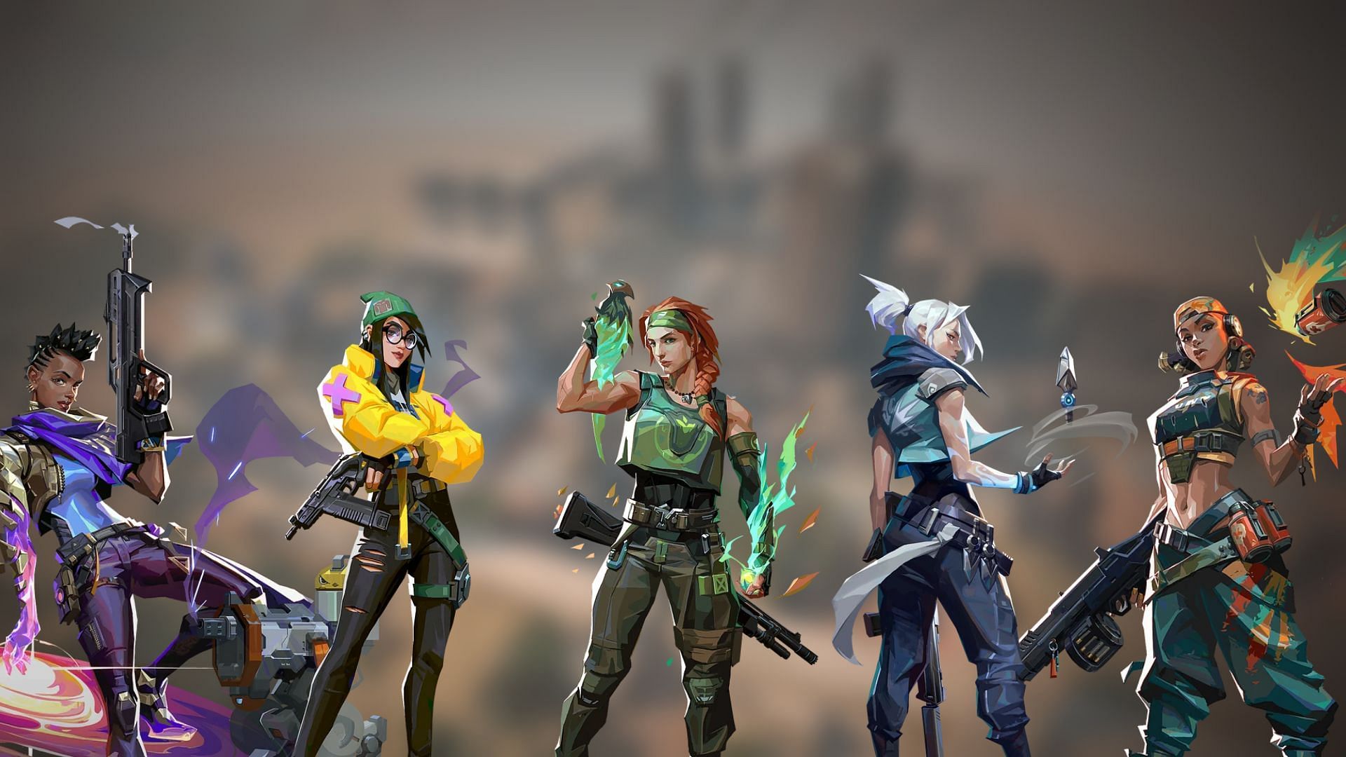 Skye, Killjoy, Jett, Raze, and Astra (image via Riot Games and Sportskeeda)