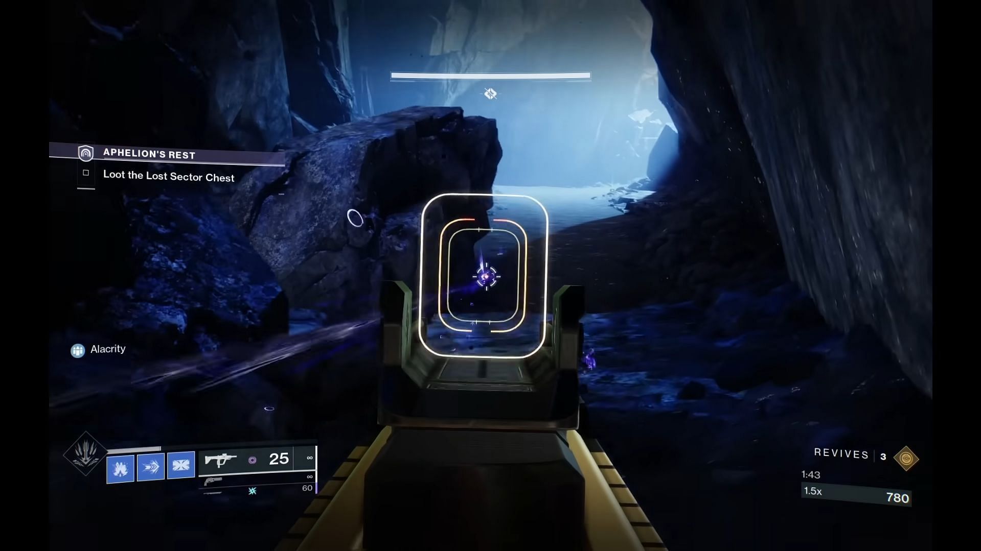 Additional reticle surrounding Shayura&#039;s red dot (Image via Destiny 2)