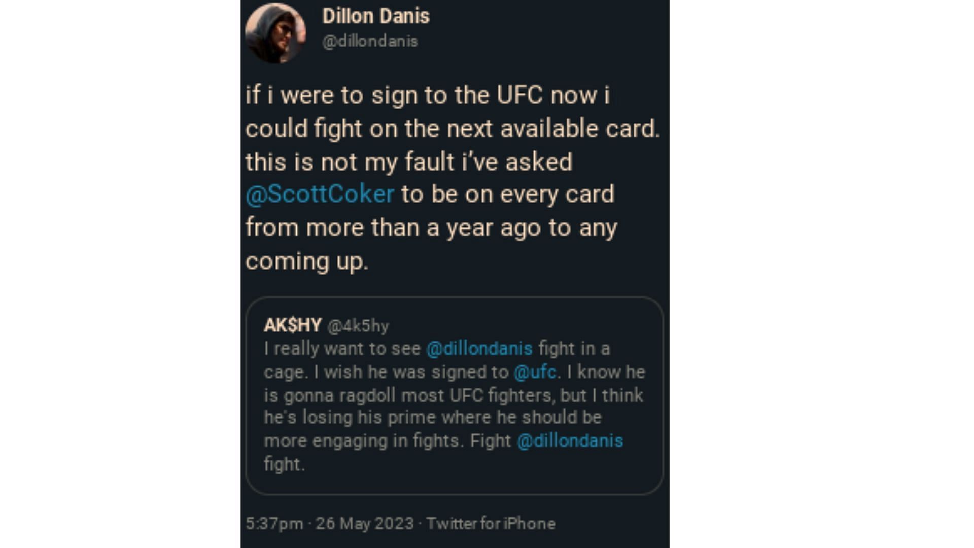 Dillon Danis&#039; tweet.