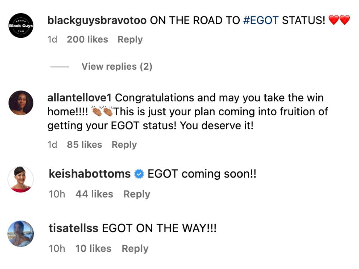 Instagram users&#039; reactions to Kandi&#039;s Tony and Emmy nominations (Image via kandi/Instagram)