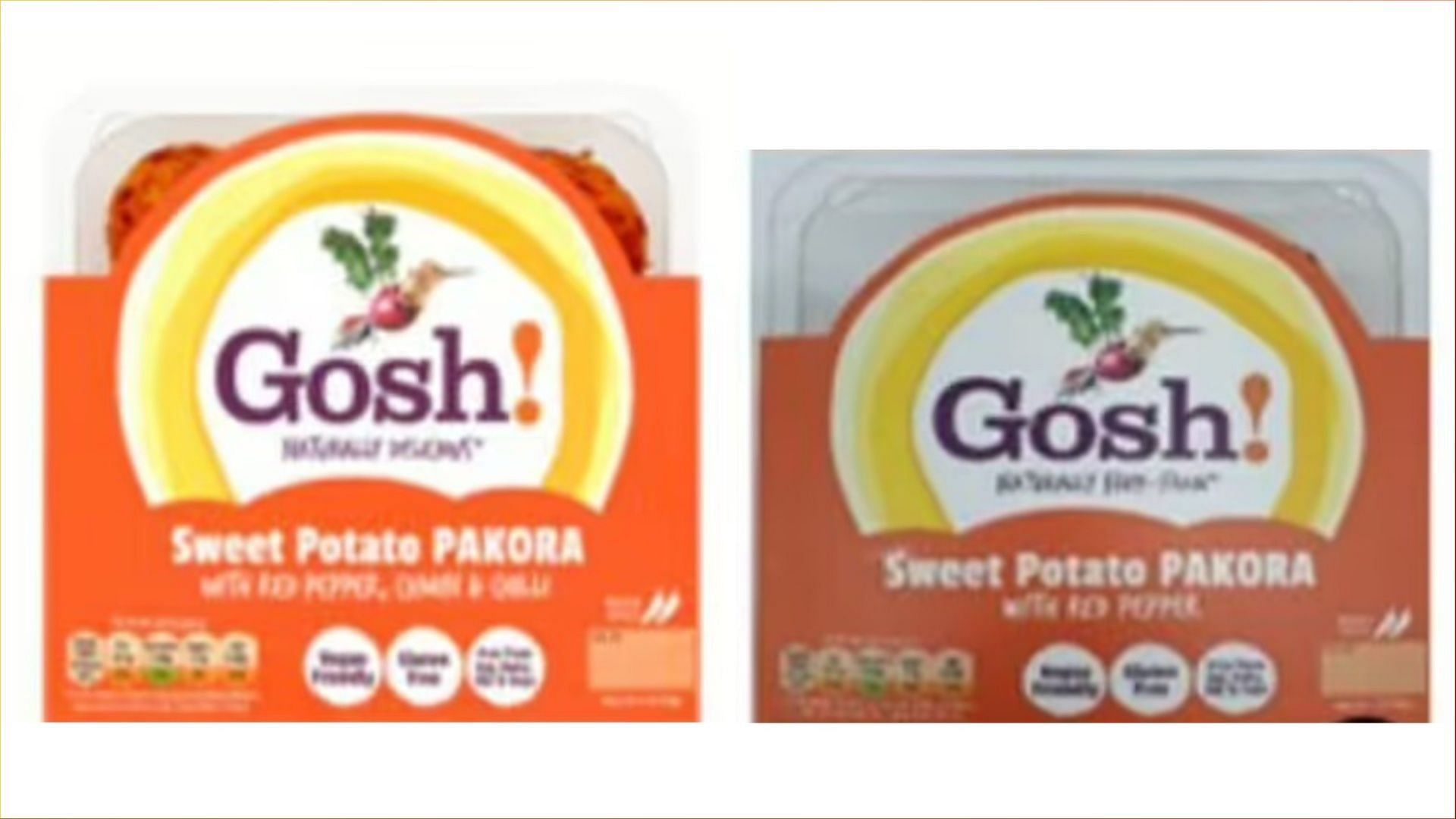 The recalled Gosh! Food Ltd items pose severe to life-threatening allergy risks to people with gluten allergies and sensitivity (Image via Asda/Food Standards Agency)