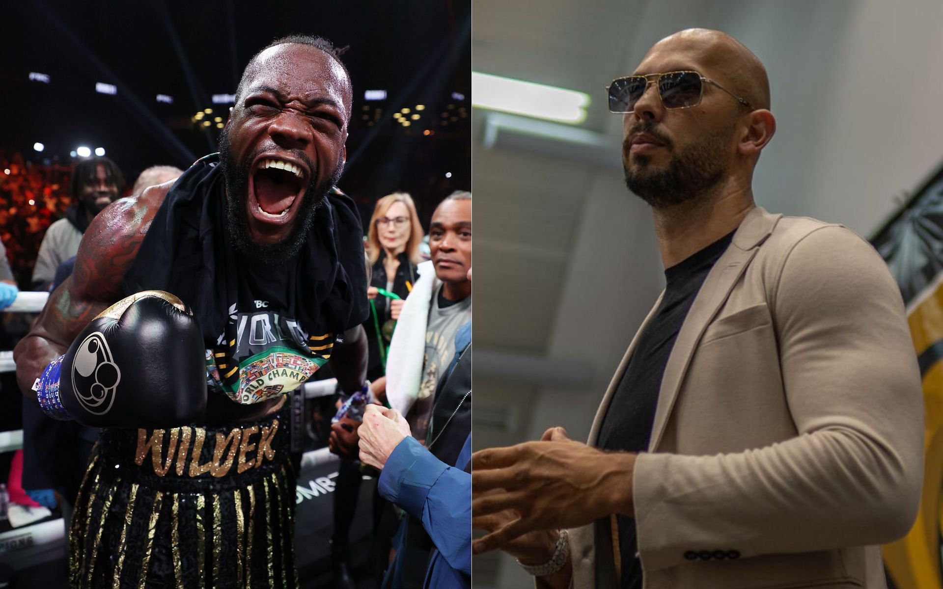 Deontay Wilder has been offered support by Andrew Tate [Image Credit: Getty and http://twitter.com/CobraTate]