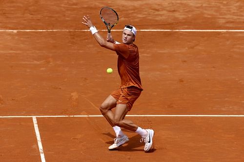 Holger Rune in action during the 2023 Italian Open at Rome