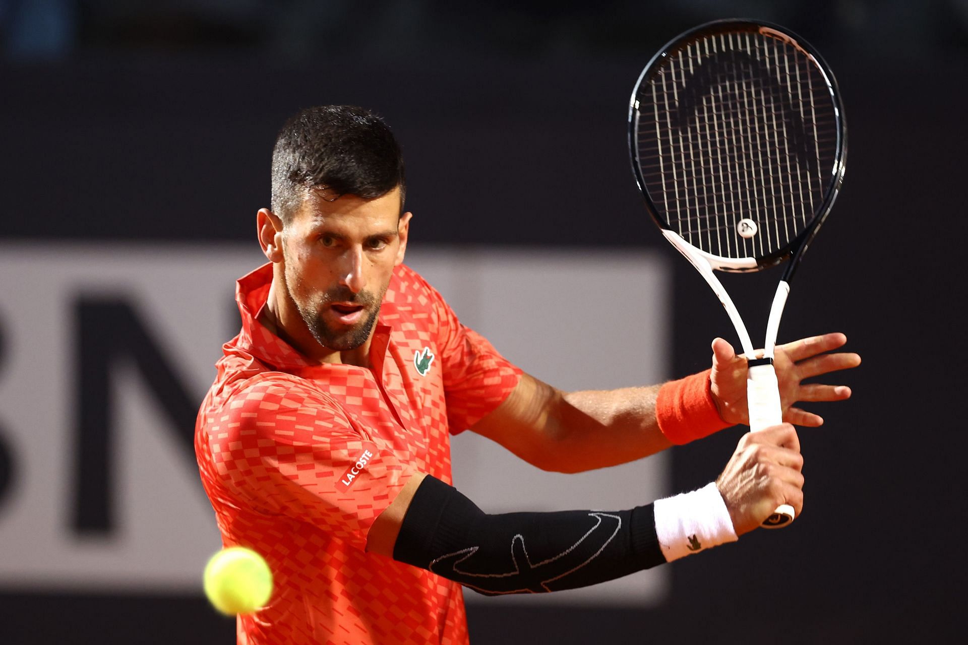 Novak Djokovic pictured at the Internazionali BNL D'Italia 2023 - Day Five.