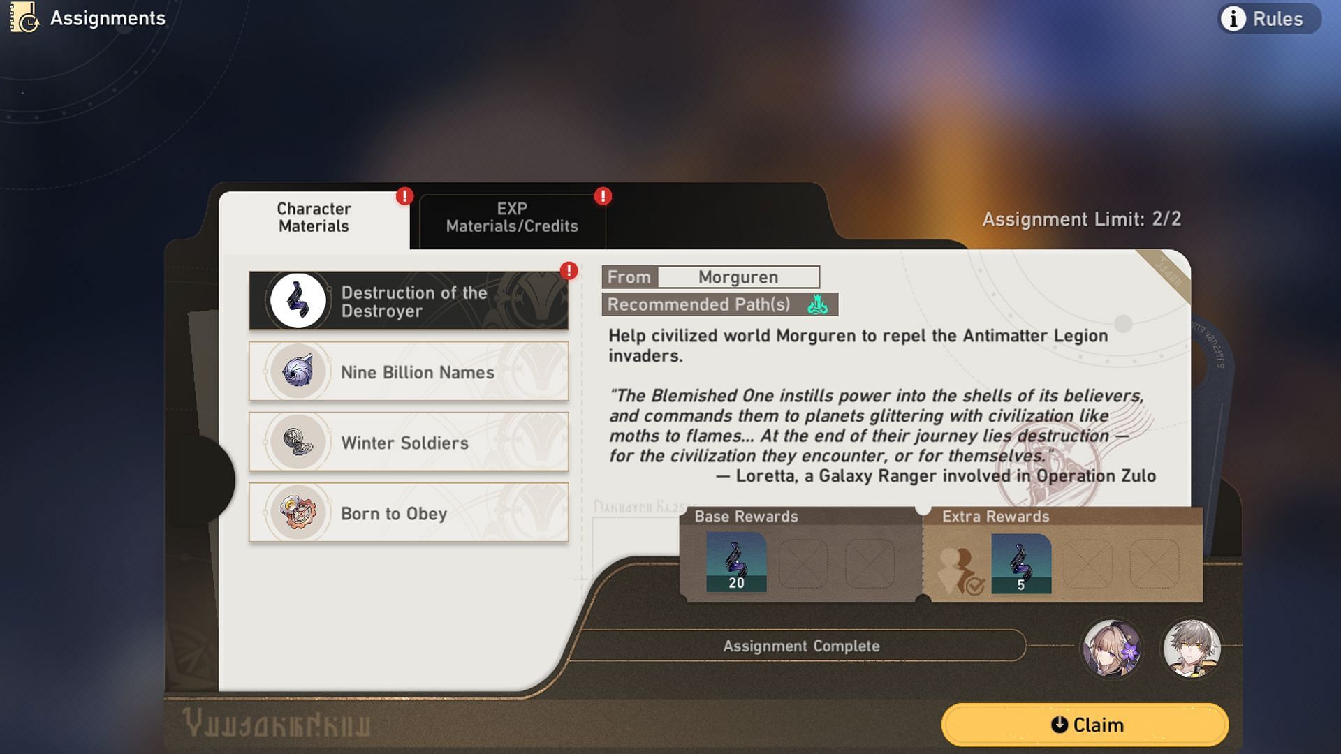 Assignments can be accessed via the pause menu (Image via HoYoverse)