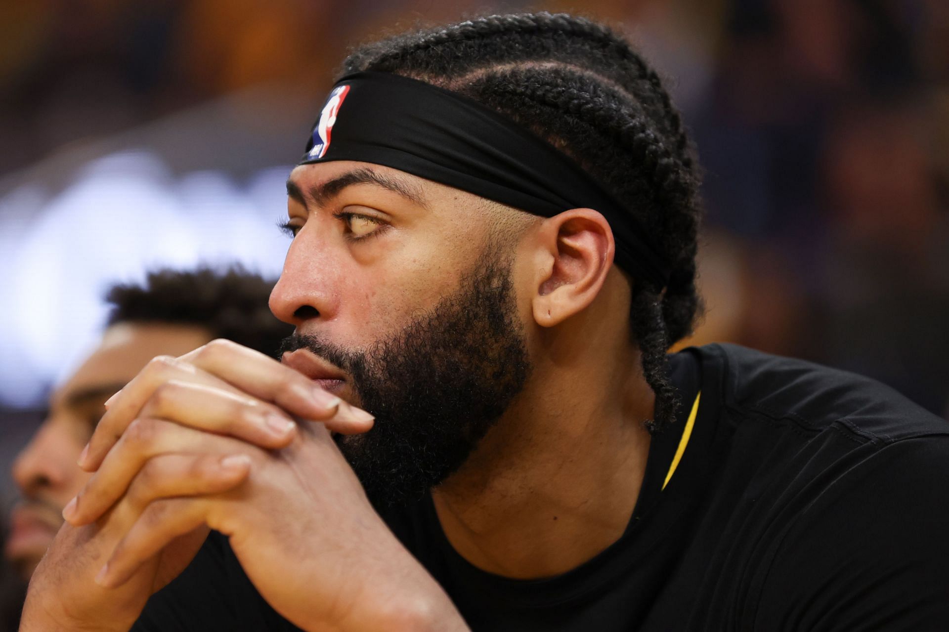 Anthony Davis of the LA Lakers on the bench in Game 2 of the Western Conference Semifinals