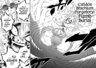 Mereoleona using Calidos Brachium Purgatory: Flame Burial against Paladin Morris (Image via Shueisha)