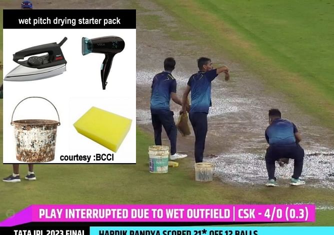 "Shame on world's most rich cricket board"- Fans slam BCCI for not using modern technologies to dry outfield in CSK vs GT IPL 2023 final