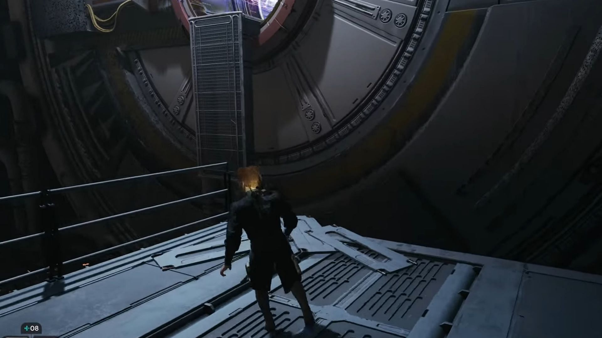 Proceed towards the railing ahead and climb into the beam source (Image via Electronic Arts)
