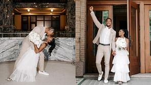 Simone Biles and Jonathan Owens have their first dance surrounded by fireworks on the beach in Cabo