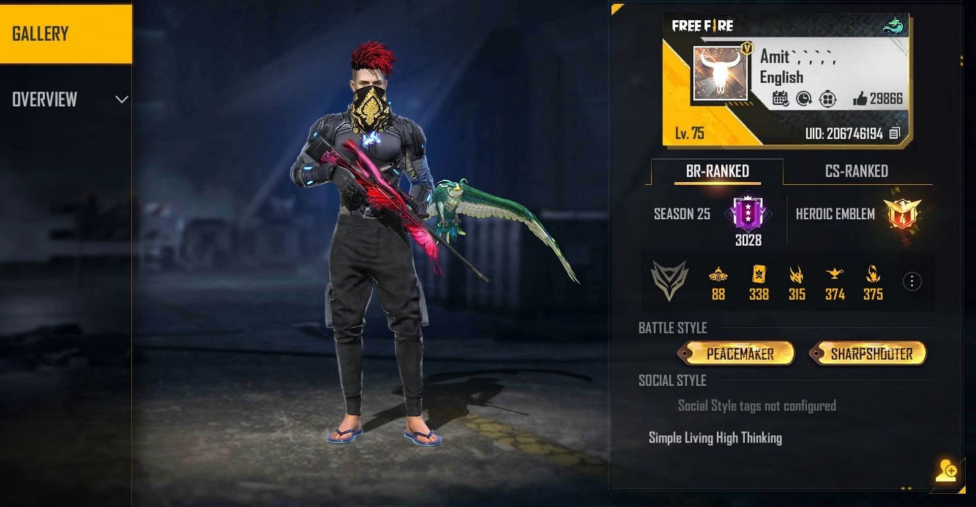 Amitbhai की Free Fire Max ID (Image via Garena)