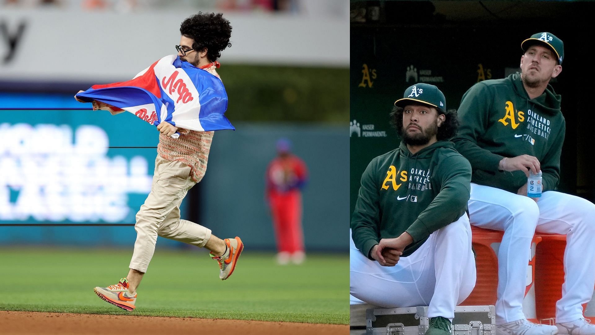 The Oakland Athletics had a muted reaction to a pre-game trespasser on the field