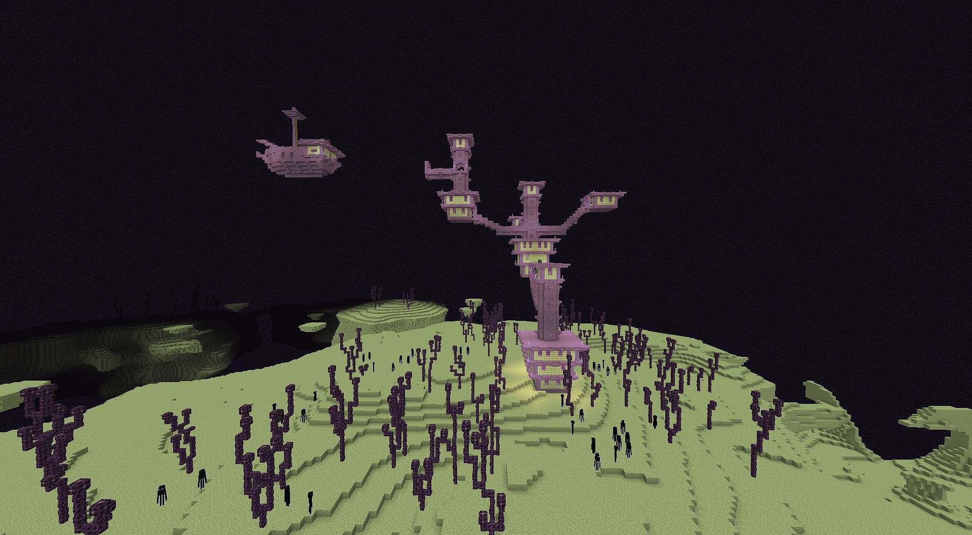 You must find an end city with a floating ship near it in Minecraft End realm (Image via Mojang)