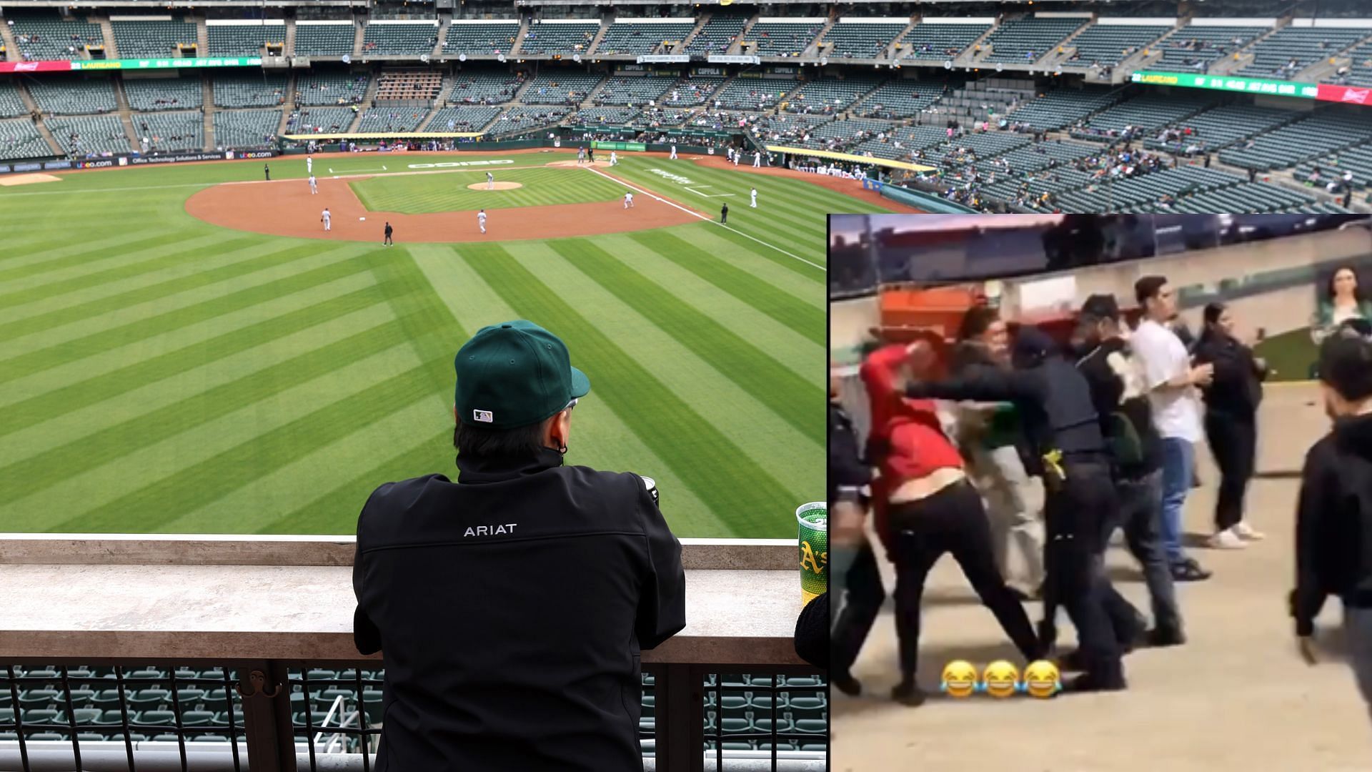 Oakland Athletics fans were involved in a brawl on Sunday
