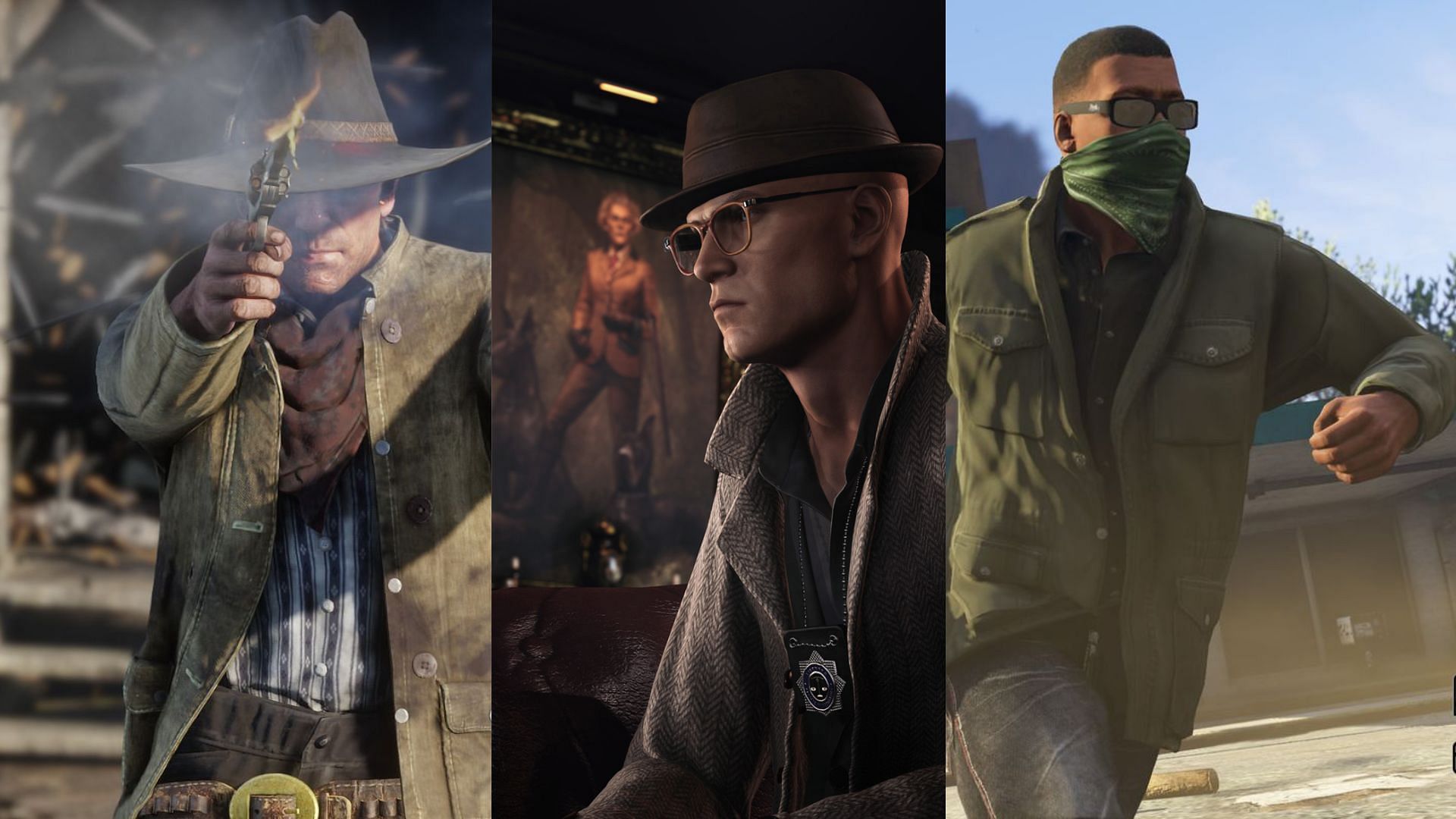 Red Redemption 2, GTA 5, and Hitman offer killing NPCs. (Image via Rockstar Games, IO Interactive)