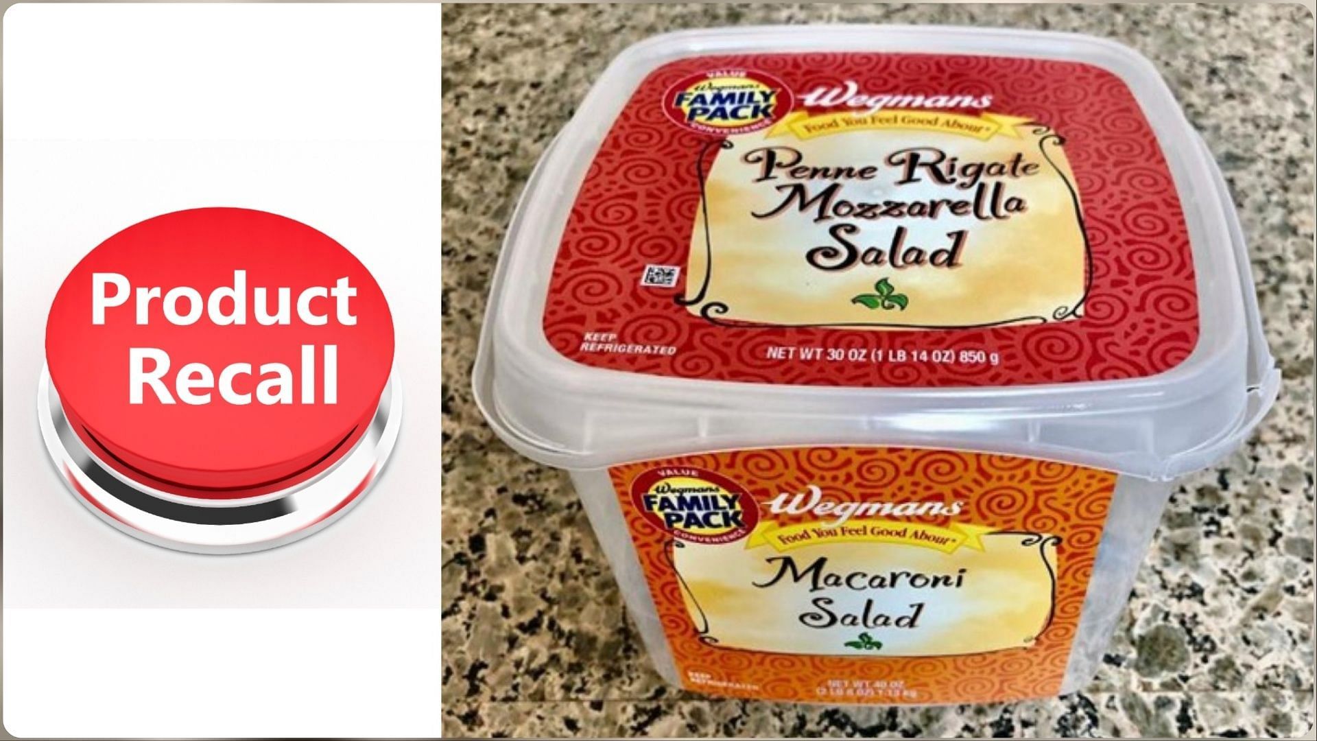 A.S.K. Foods, Inc. recalls Wegmans Penne Rigate Mozzarella Salad over undeclared milk allergen concerns (Image via FDA)