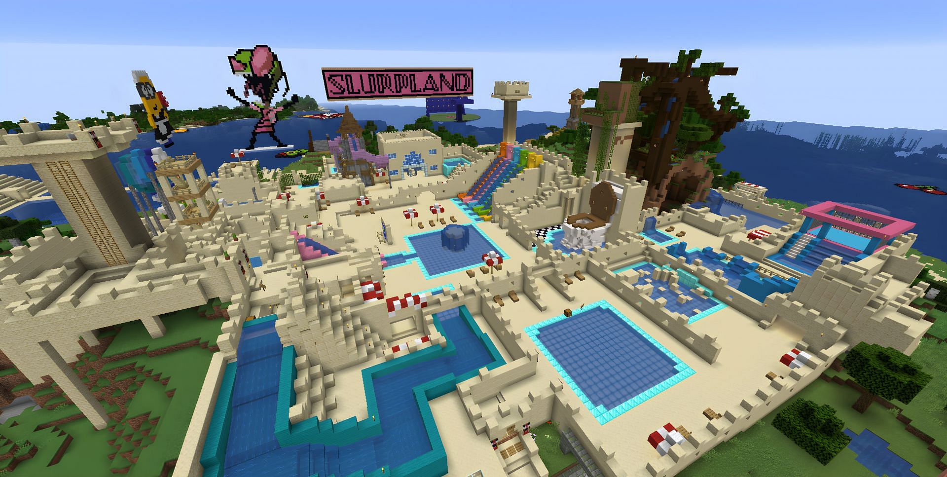 Minecraft water parks can offer tons of entertainment (Image via Reddit/u/Slurpwis)