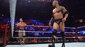 Who did The Rock and John Cena defeat in their only WWE match as a tag team? Hint: Not The Wyatt Family!