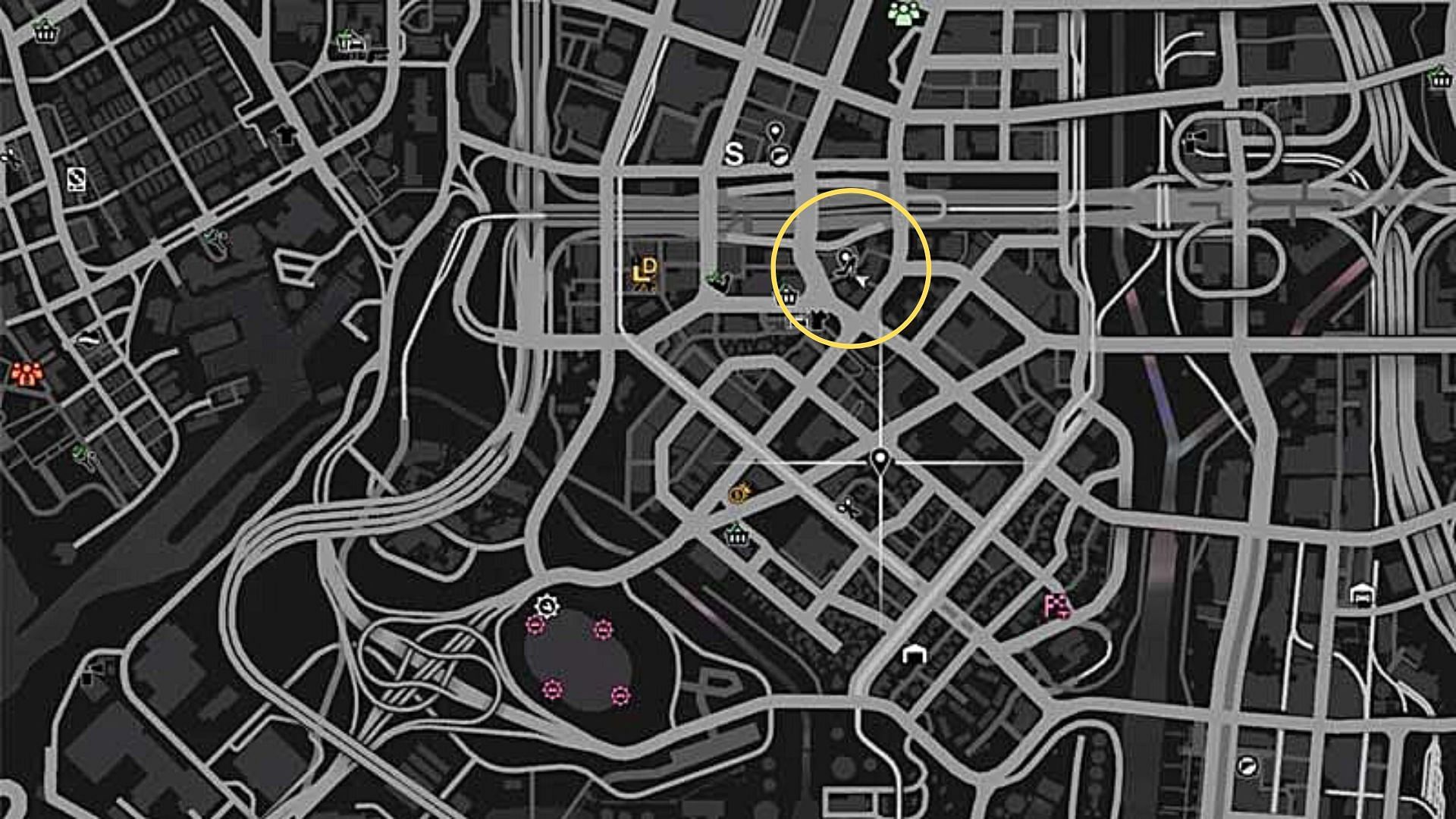 Map location of Unicorn Vanilla Club in the game (Image via Rockstar Games)