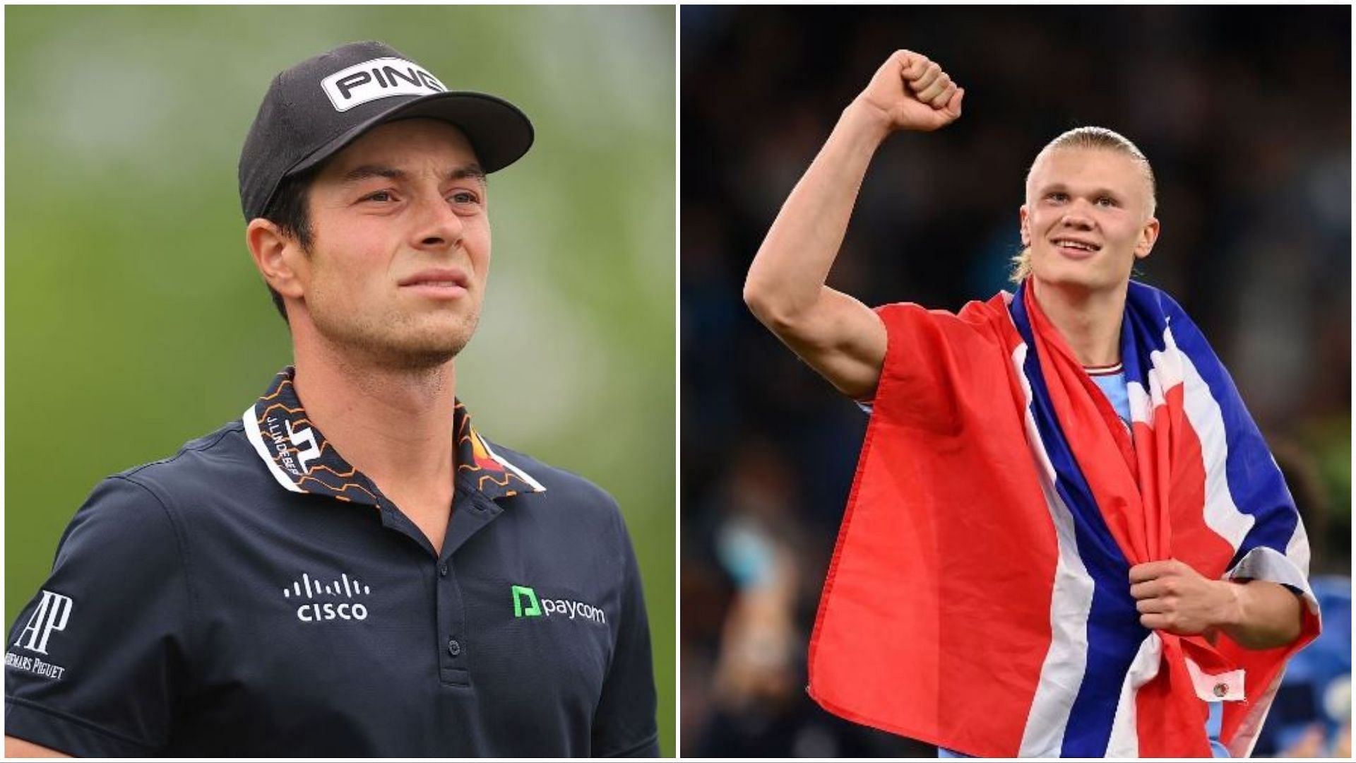 Golfer Viktor Hovland and Footballer  Erling Haaland (via Getty Images)