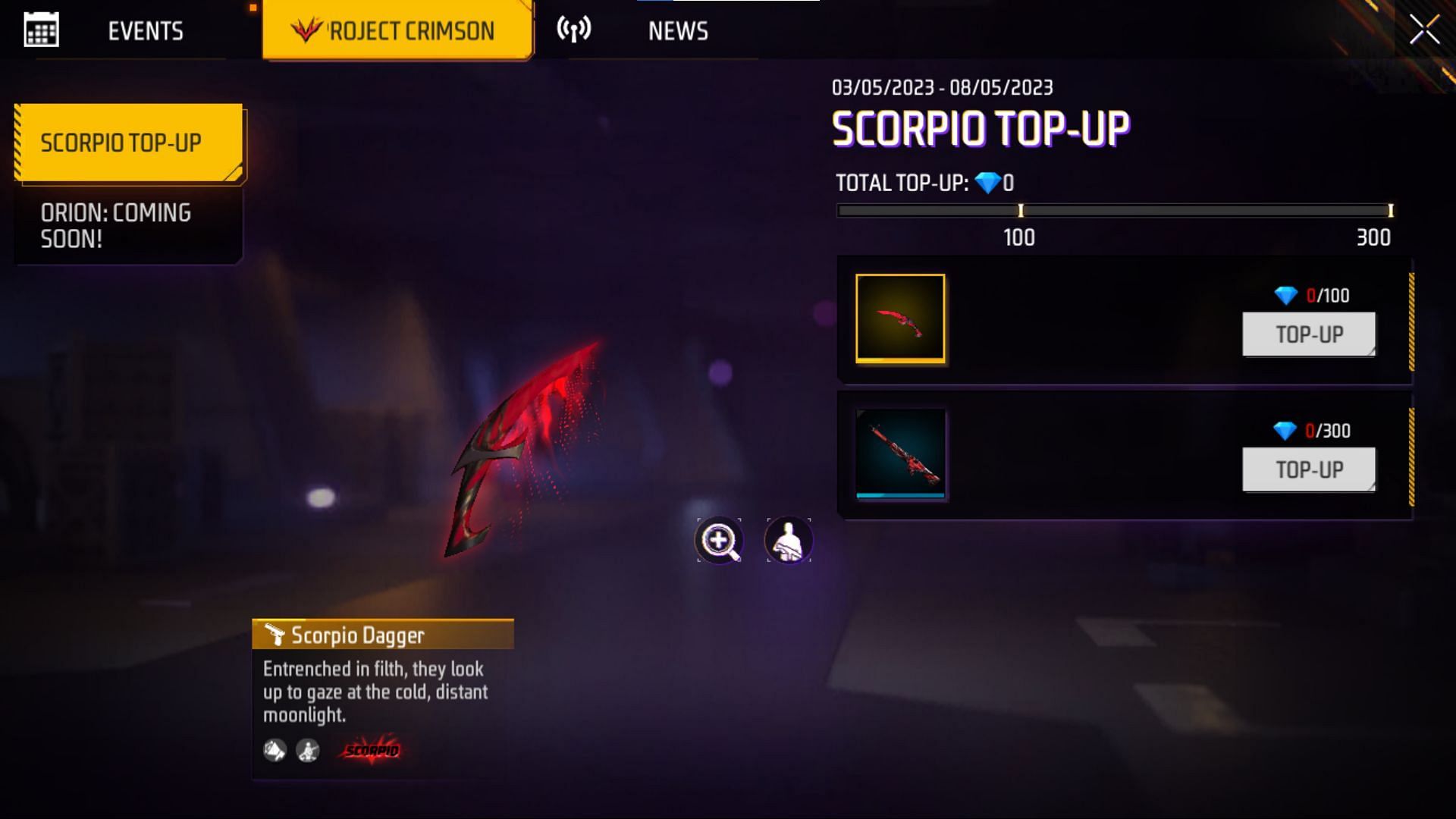 Scorpio Top-Up has made its way into the game (Image via Garena)