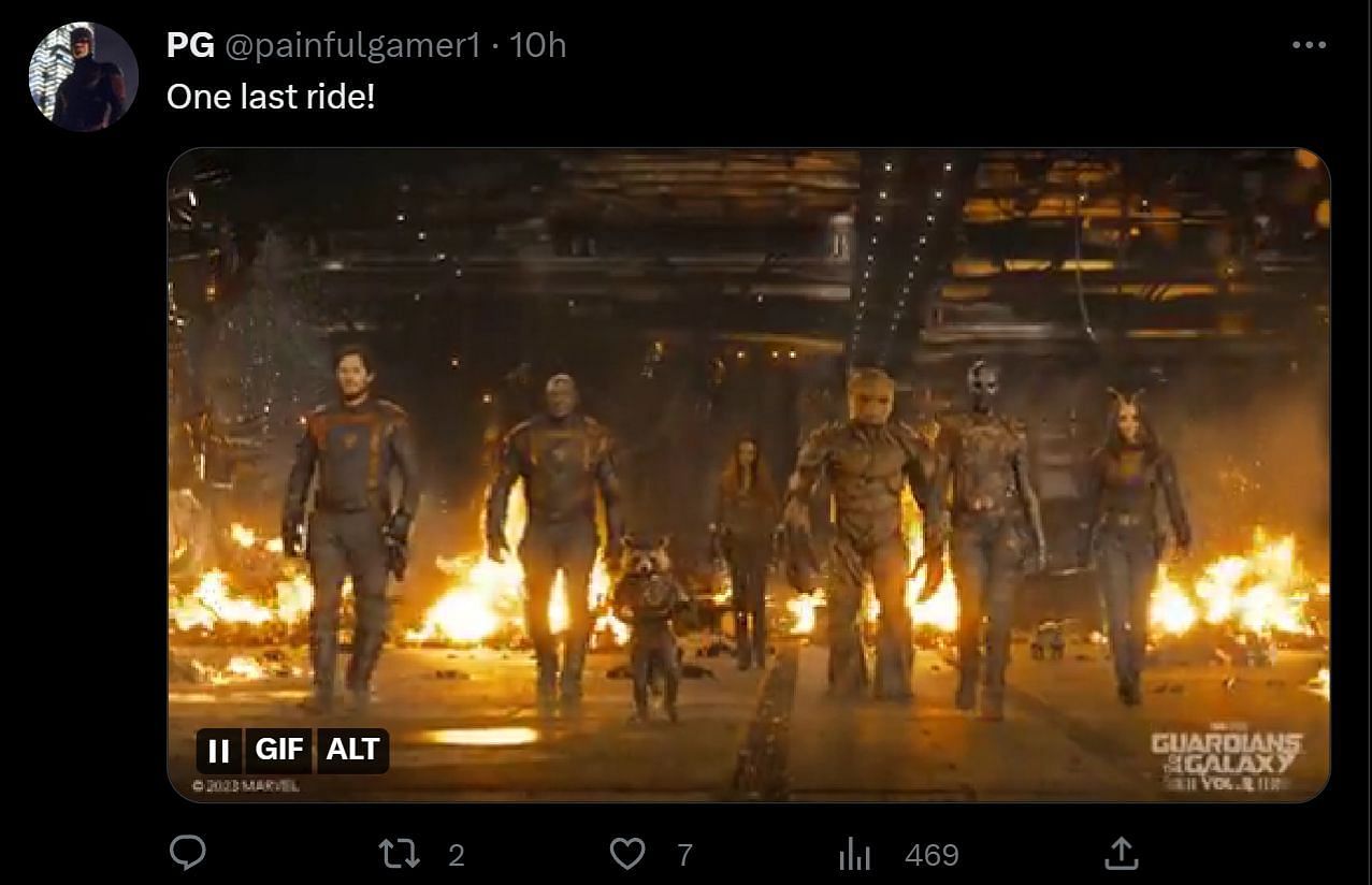 A tweet reply to DF&#039;s post about the new Guardians of the Galaxy (Image via Twitter)