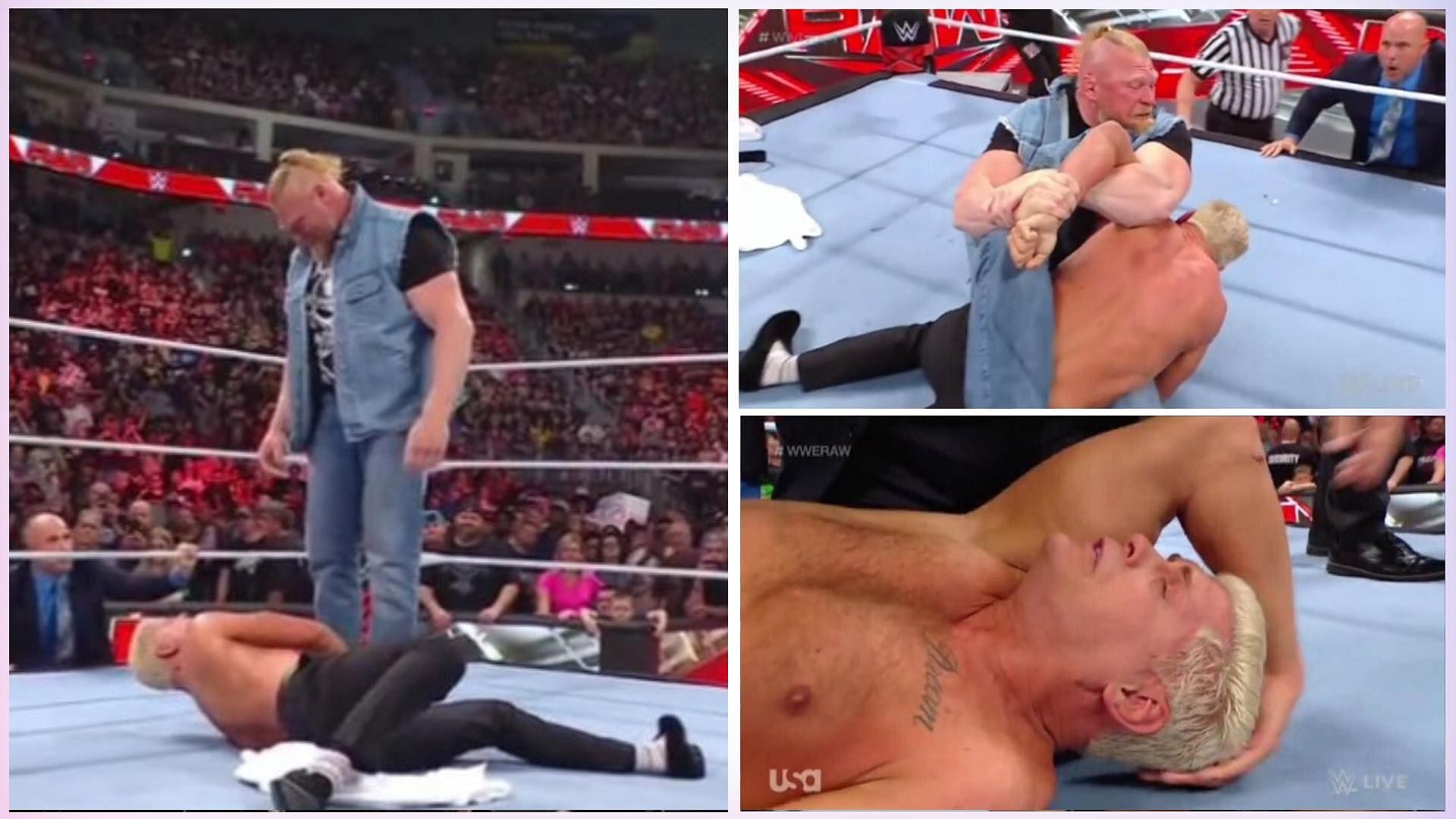 Brock Lesnar viciously attacked Cody Rhodes on WWE RAW