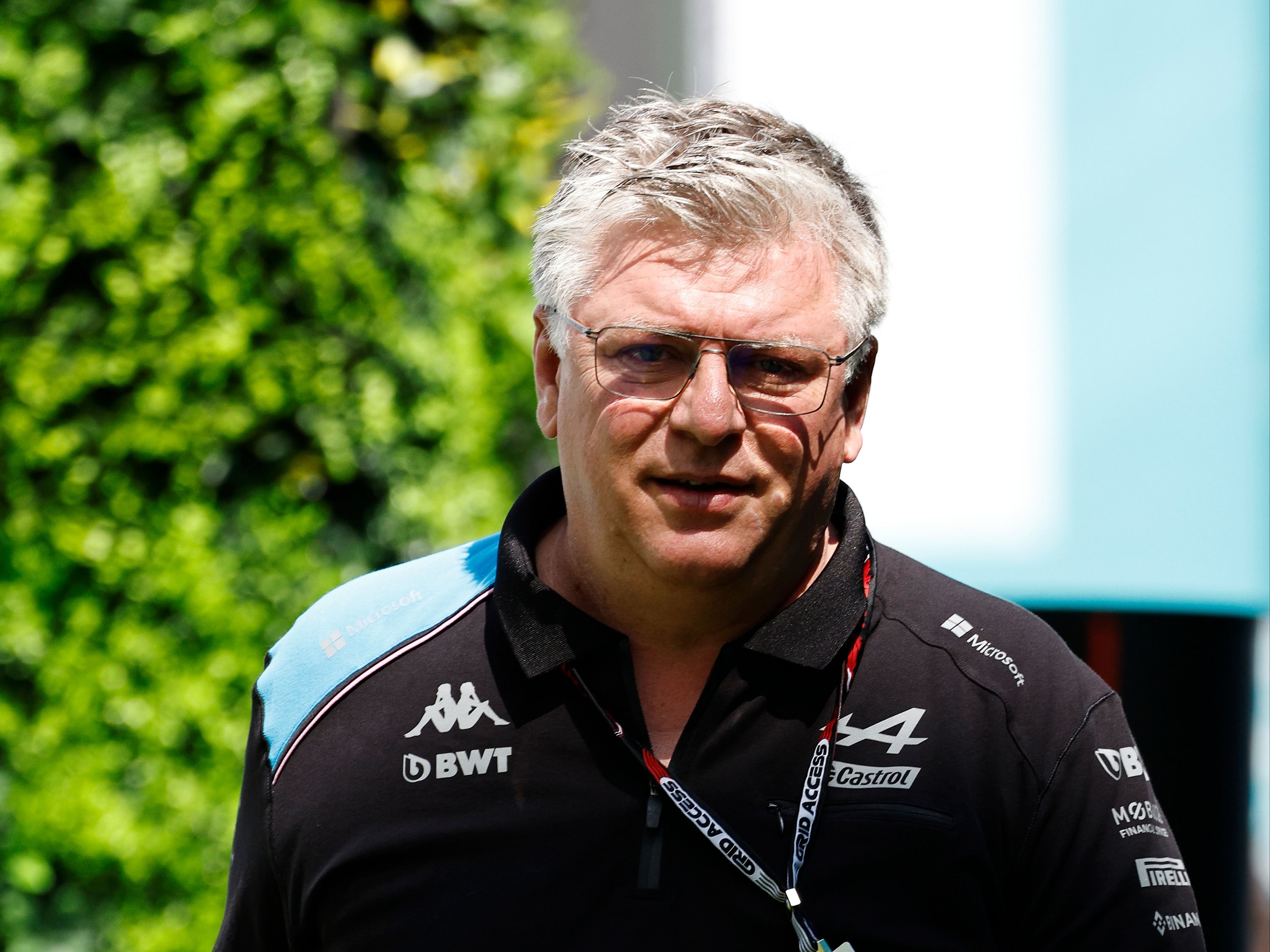 Otmar Szafnauer walks in the paddock prior to final practice ahead of the 2023 F1 Miami Grand Prix. (Photo by Chris Graythen/Getty Images)