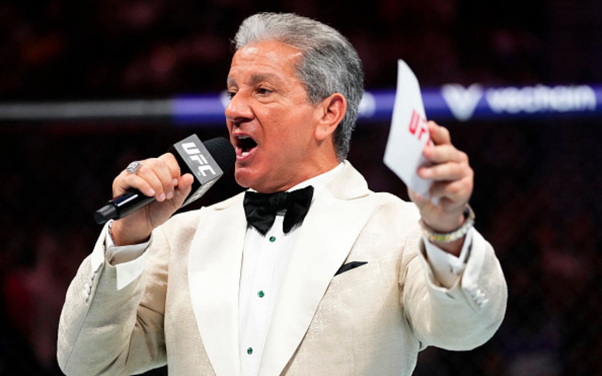 UFC card tonight - Bruce Buffer at UFC Fight Night [Image courtesy: Getty]