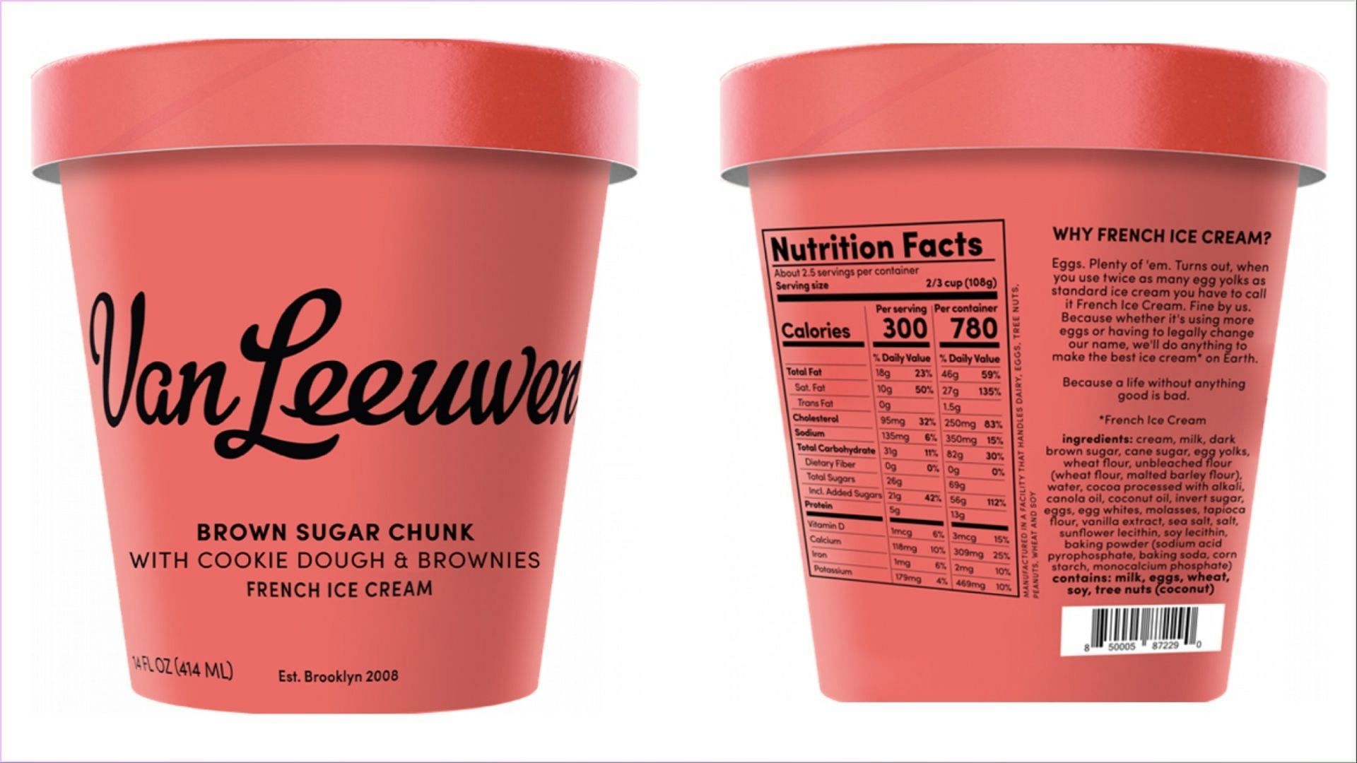 The recalled Van Leeuwen Brown Sugar Chunk Ice Cream may contain undeclared Walnut allergens (Image via FDA)