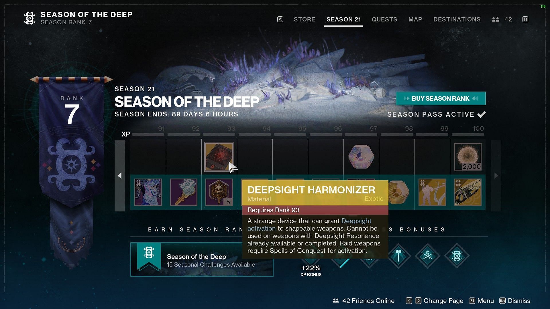 Deepsight Harmonizer in the free tier (Image via Destiny 2)