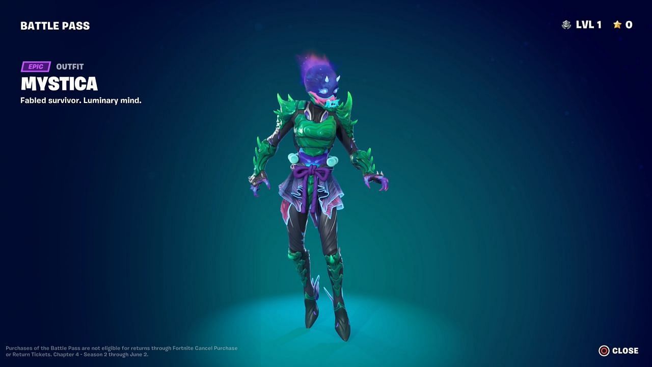 Mystica is another low-rated skin in Fortnite Chapter 4 Season 2 (Image via Epic Games)