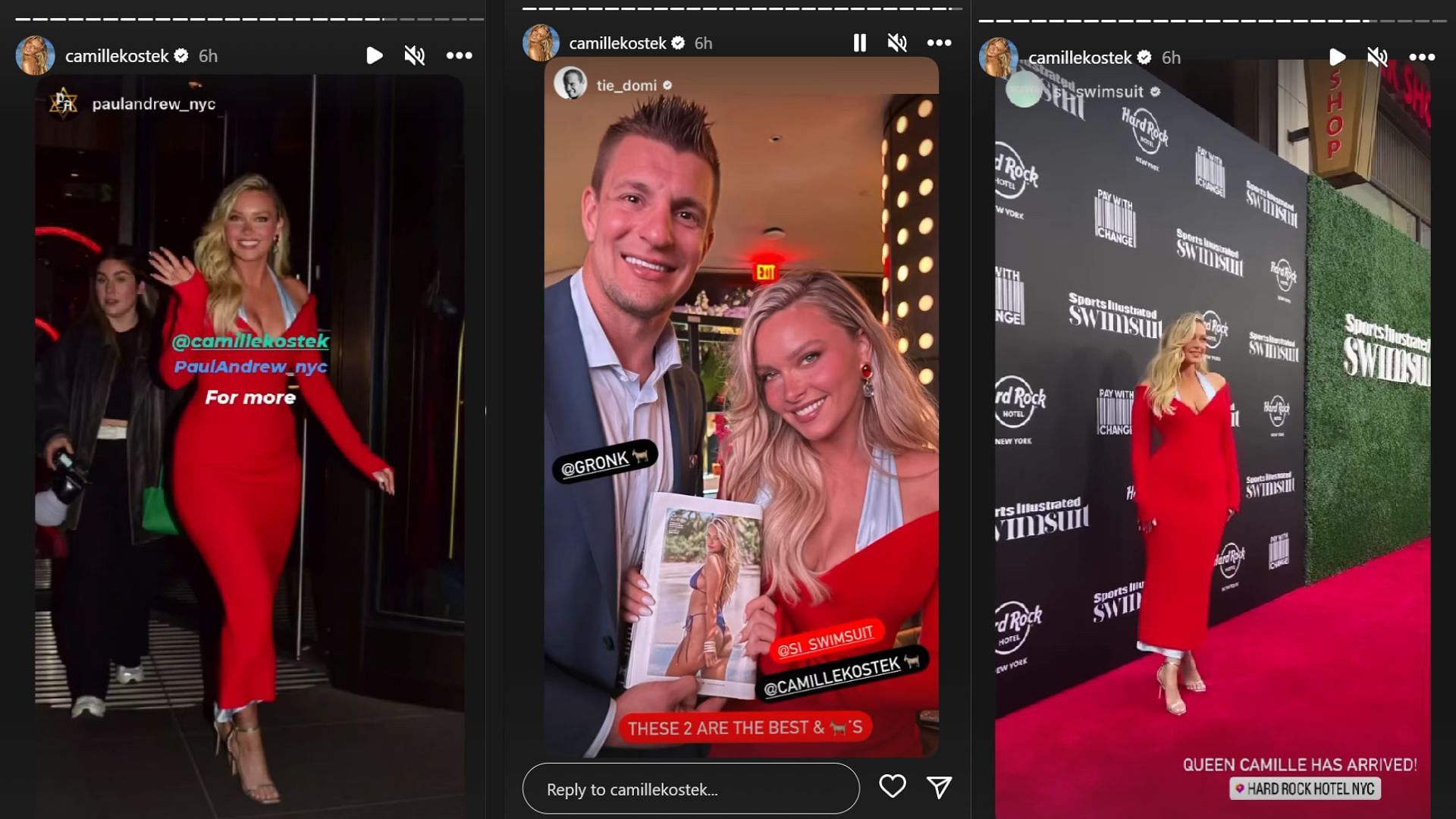 Kostek and Gronk at the SI Swimsuit red carpet. (Image Credit: Camille Kostek&#039;s official IG, @camillekostek)