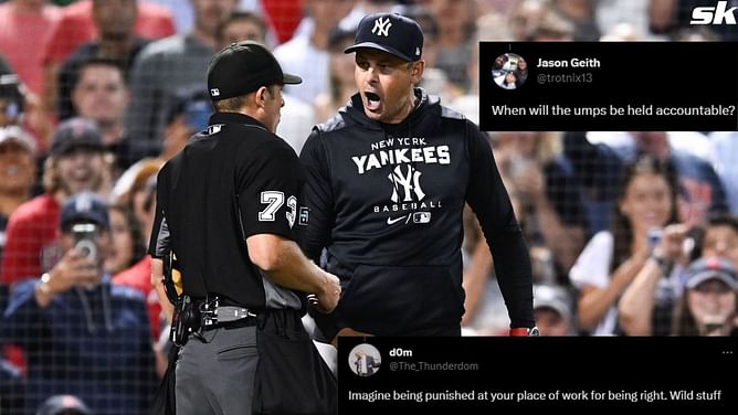 New York Yankees fans upset as manager Aaron Boone suspended one game for ‘recent conduct’ toward MLB umps: "When will the umps be held accountable?"