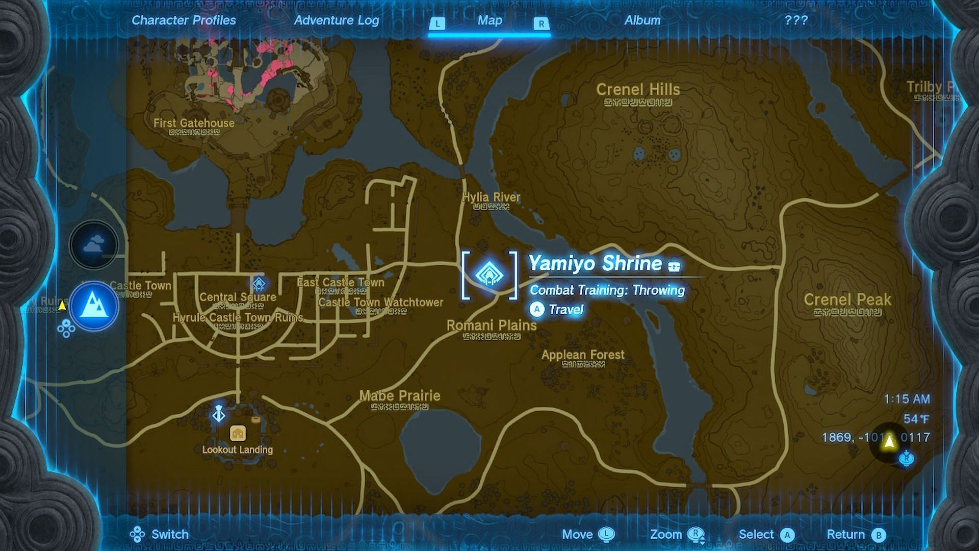 The location of the Yamio Shrine in Tears of The Kingdom (Image via Nintendo)